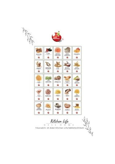 KitchenLife 24'lü Etiketli Moly Dikdörtgen Erzak Saklama Kabı Seti X8 1300ml-2000ml-3200ml Geniş - Sert Kapaklı Çok Renkli