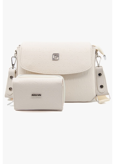 Just Polo Yeni Sezon Kolon Askılı 4 Bölmeli Kadın Omuz Çantası Ve Cüzdan Kombini Pbu217402 Krem