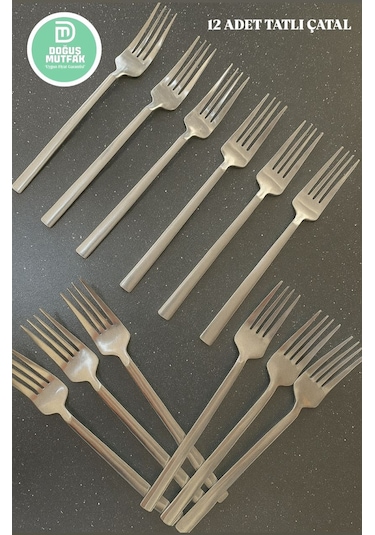 Tatlı Çatal 12 Li 1,5 Ml Paslanmaz Çelik Çubuk Model Gri