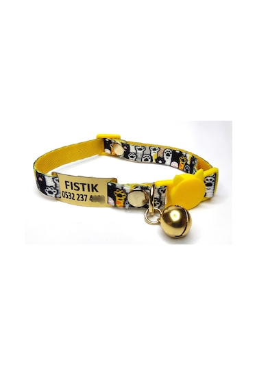 Ayz Markalama Güvenlik Kilitli İsimli Kedi Tasması Patili Model