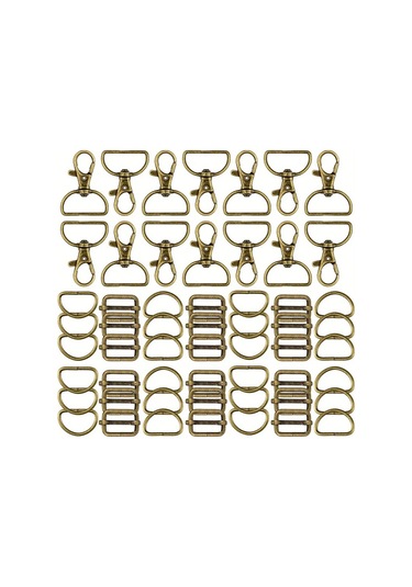 Fochsia 56 Parça Çanta Aparatı Seti 14 Antik Bronz Anahtarlık 21 D Halkası 21 Sürgülü Kulp