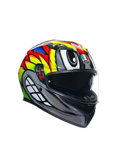 Agv K3 MPLK Bırdy 2.0 Gri Sarı Kırmızı  Motosiklet Kaskı.