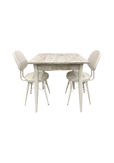 Mendel Masa Ve Eyfel Sandalye Takımı, Kristal, 70x70 Beyaz