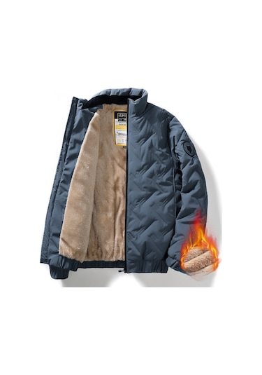 Sımıcg Erkek Kışlık Kalınlaştırılmış Polar Ceket-mavi Mavi
