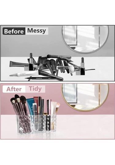 1 Adet Şeffaf Akrilik Makyaj Fırçası Tutucu Masası Kozmetik Düzenleyici Ruj Fırçası Depolama Tutucu Şeffaf