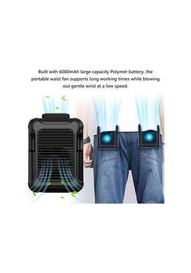 Padalink Usb Şarjlı 6000mah Taşınabilir Bel Fanı - 18 Saat Soğutma