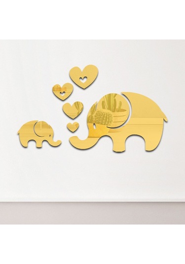 Sones 6 Adet / Takım Akrilik Fil Ayna Stereo Duvar Çıkartmaları Ev Dekorasyonu Yumuşak Ayna Altın Diğer