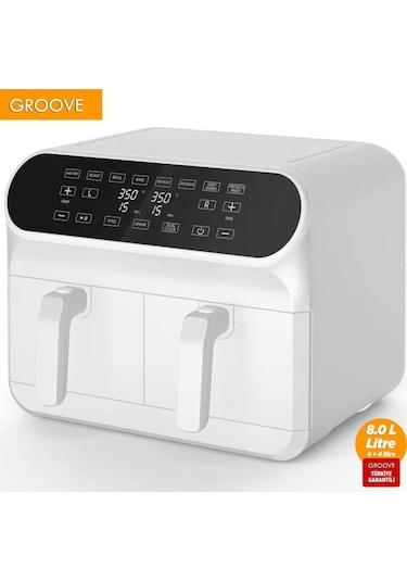 Groove MAX PLUS XXL 1800 W 4 Lt +4 Lt 8 Lt Çift Hazneli Smart Air Fryer