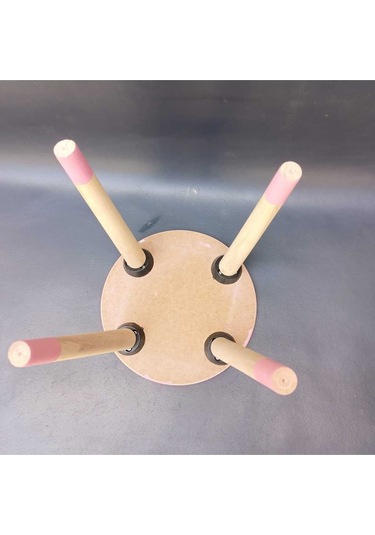 Na Neşeli Ahşap Pembe Ahşap Çocuk Taburesi.çocuk Sandalyesi.çalışma Masası Taburesi.renkli Tabure.çocuk Odası Pembe