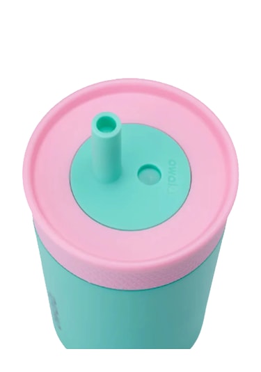 Owala 12 Oz 355 Ml Kids Pipetli Çift Katmanlı Paslanmaz Çelik Termos Sızdırmaz Kapak Açık Yeşil