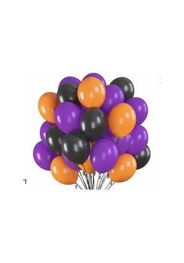 Cadılar Bayramı Pastel Siyah Mor Turuncu Balon Set 15 Adet