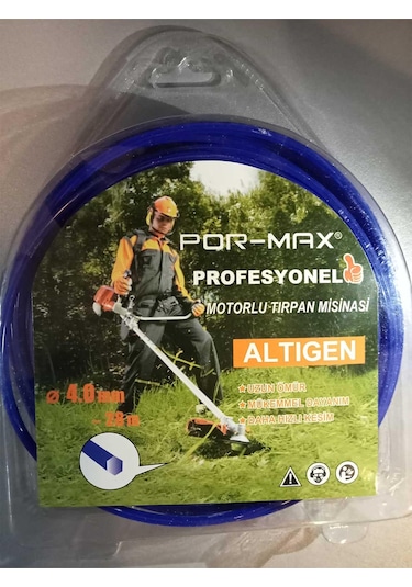 Por-Max Motorlu Tırpan Misinası 4mm 28m Altıgen (Mavi)