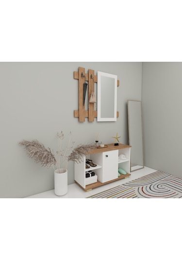 Edessa Ayakkabı/antre Hol Dolabı Marbellak.beyaz Renk Kahverengi - Beyaz