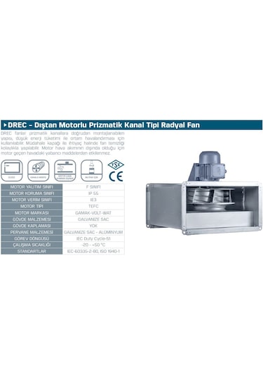 Kayıtes DREC 450 Dıştan Motorlu Kanal Tipi Fan 5000 M³/H
