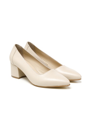Topuklu/ Stiletto Kadın Rc-4003 Deriden Krem Krem