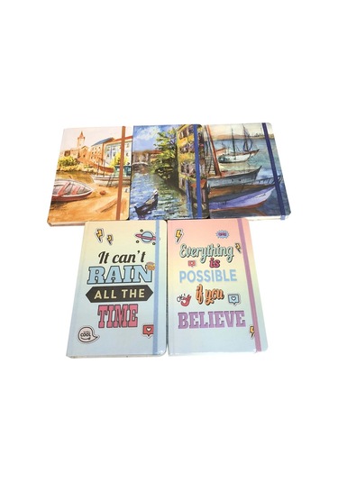 Lizy 13x21 CM 88 Yaprak Çizgili Sert Kapak Lastikli Defter Ec27