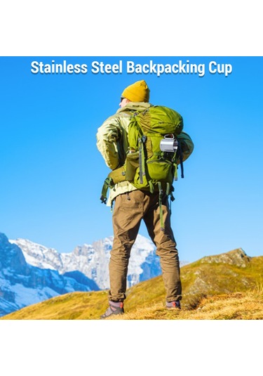 Kangvka Stainless Steel Camping Mug With Carabiner, 250ml Portable Outdoor Water Cup For Hiking, Backpack-friendly M3 METALİK