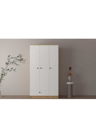 3 Kapaklı 1 Çekmeceli Modern Gardırop