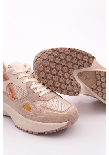 Dgn 83191 Kadin Sneaker Ayakkabi Bej Multi