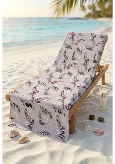 Modern Botanik Pembe Plaj Havlusu 70 X 150 Cm Pembe