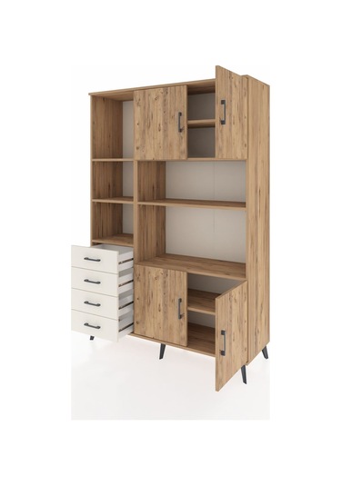 Hyperion Dolap 8 Raflı 4 Çekmeceli 4 Kapaklı 132x44x195 Çam-ç... Çam