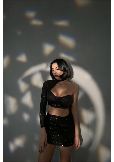 Dip Moda Kadın Siyah Mini İkili Payet Takım Dpnbdf096 Siyah