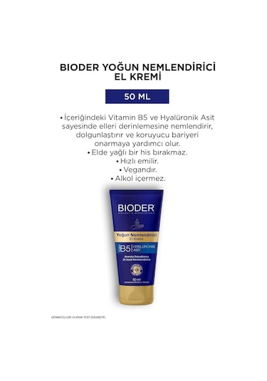 Bioder Yoğun Nemlendiricili El Kremi 50 Ml