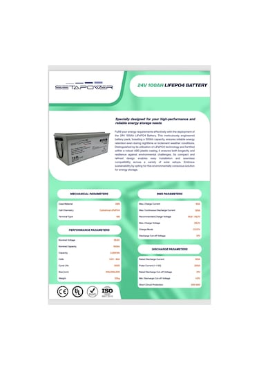 Setapower 24v 100ah Lifepo4 Abs Kasa Lityum Akü Solar/marine