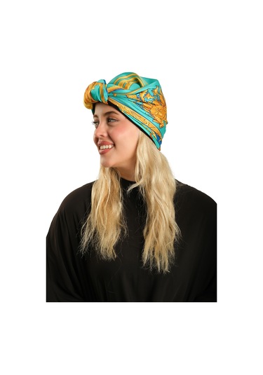 Çağla Yeşili Pratik Hazır Geçmeli Tesettür Bone İpek Desenli 2410 32 Çağla Yeşili