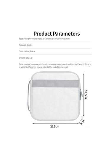 Didadodo Airpods Max Kumaş Çantası - Hafif, Dayanıklı Şık Tasarım Beyaz Beyaz Beyaz