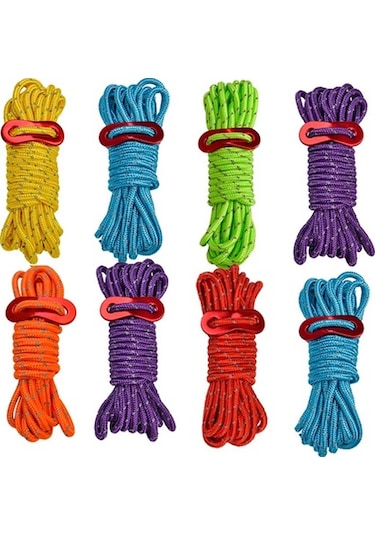 Novahub Gece Parlayan, 4mm Kalınlıkta, 8 Adet Renkli İpleri Seti Kırmızı Kırmızı