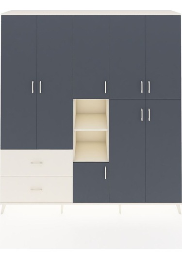 Hyperion Dolap 12 Raflı 2 Çekmeceli Tek Askılı 220x44x243 Aytaşı-antrasit/aytaşı Antrasıt/aytası Hyperion Dolap 12 Raflı 2 Çekmeceli Tek Askılı 220x44x243 Aytaşı-antrasit/aytaşı Antrasıt/aytası