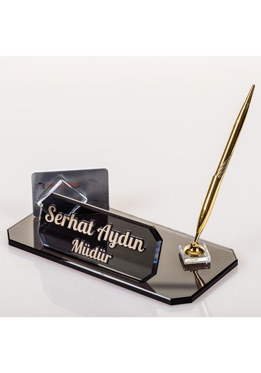 Midilli Altın Kristal Masa İsimliği Ofis Masa İsimlik