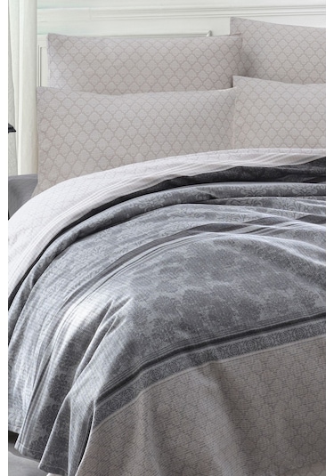 Enlora Home Doğal Pike Baskılı Çift Kişilik Creative Gri