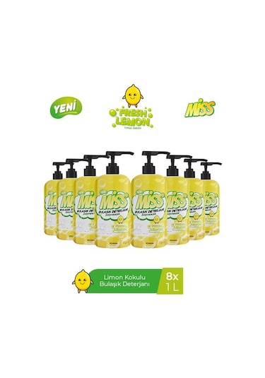 Miss Bulaşık Deterjanı Limon 8 x 1 L