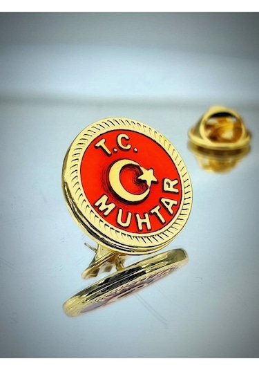 Yörük Tasarım Muhtar Altın Kaplama Mine Boyalı Yaka Rozeti