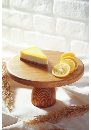 Nishev Ahşap Yuvarlak Ayaklı Pasta Sunum Servis Tabağı Ahşap