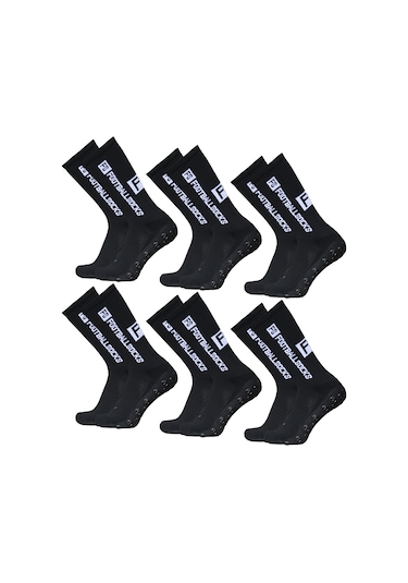 Skycity Profesyonel Futbol Çorapları 6'lı Paket - Silikon Süspansiyonlu, Kayma Önleyici, Siyah, Antrenman Ve Maç İçin Siyah