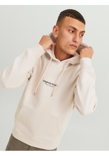 Jack&jones Kapüşonlu Rahat Kesim Bej Erkek Sweat 12241687 001