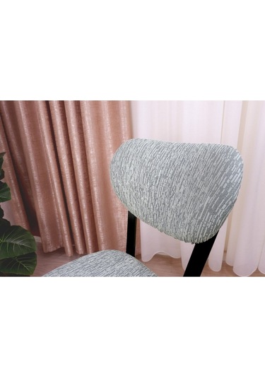 StarMall Bohem Jakarlı Sandalye Kılıfı Çubuk Desen 1 Adet Taş Gri