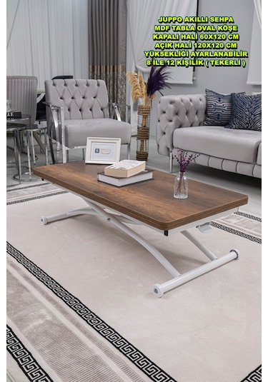 Juppo Üst Tabla Mdf Barok Ceviz Oval Köşe Alt Beyaz Dışa Kıvrım