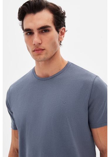 Ds Damat Regular Fit Füme Düz Nakışlı %100 Pamuk T-shirt 4hc140632006m Füme