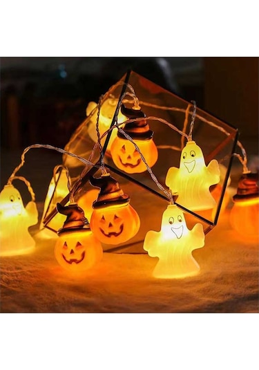 Hh Işıklı Cadılar Bayramı İpi Işıkları, Dekoratif Işıklı Balkabağı İpi Işıkları, Cadılar Bayramı Dekorasyonu İçin 20 Led Işık, 1- Tarzında İpi Işıkları Çok Renkli