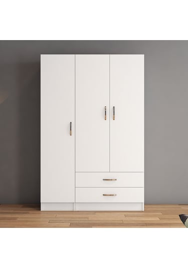 tanmob 3 Kapılı Iki Çekmeceli Geniş Gardrop Beyaz - Grd0501