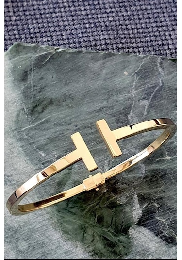 Altın T Model Kelepçe Bilezik Sarı Sarı Altın