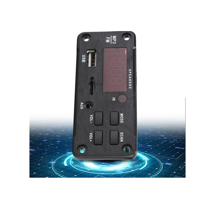 Fortunelane 12v Araç Ses Modülü Bluetooth 5.0 - Renkli Ekran, Fm Radyo, Usb/tf, Kırmızı Işık Kumanda Batarya Dahil/