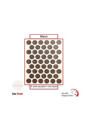Yapışkanlı Vida Kapama Vida Kapatıcı Tapa Maun 50 Adet N11.14007