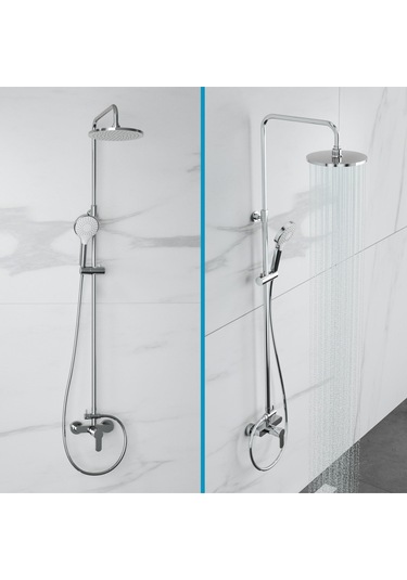 Adell Lento Rain Duş Sistemi Krom - Duş Bataryası Dahil Krom