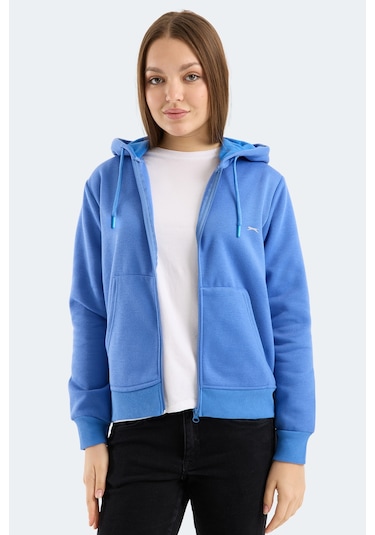 Slazenger Mılıo I Kadın Fermuarlı Kapüşonlu Cepli Indigo Sweatshırt Indigo