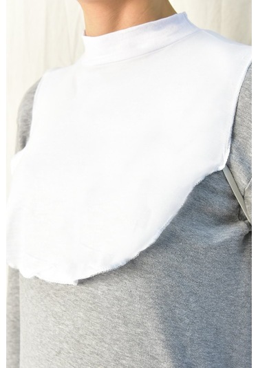 Tesettür Boyunluk Beyaz Çok Renkli